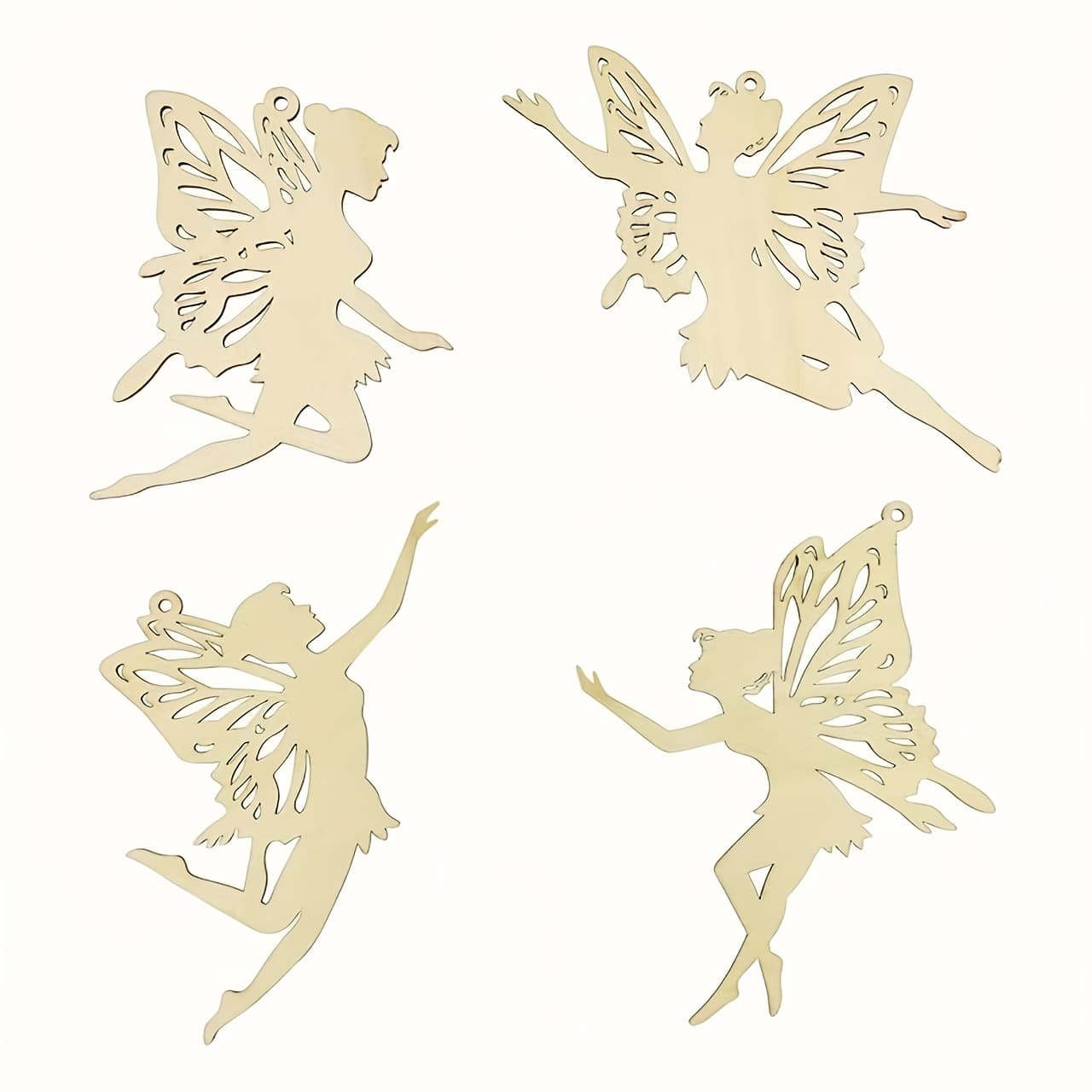TEMU Set Of 16 Unpainted Wooden Fairy Shapes, Perfect For Hanging Decorations, Craft, Or Gift Tags For Decor