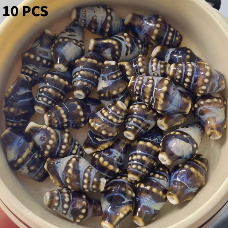 TEMU 10 Black Ceramic Beads, Handcrafted Jewelry Materials With A Hawaiian , Suitable For Making Necklaces, Bracelets, Keychains, And Creative Gifts
