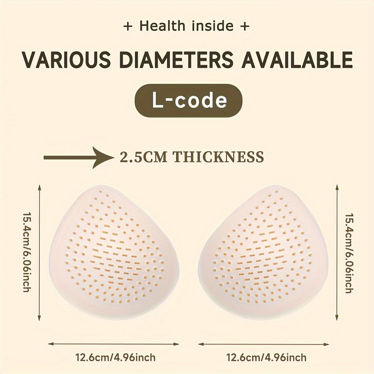 TEMU A Pair Of Summer Breathable Latex Bra Pads, Latex Bra Inserts For Sports Bras, Bra Cup Inserts For Bikini Tops