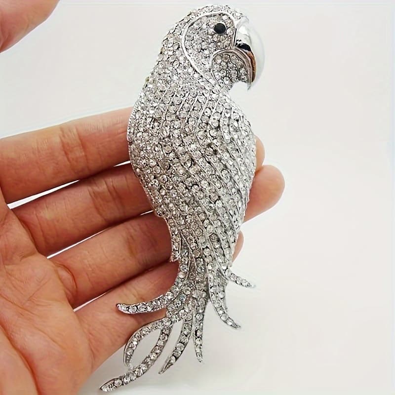 TEMU Fashionable And Exquisite Rhinestone Parrot Animal Brooch Bird Pin Women's Pendant Clothing Chest Flower Accessories