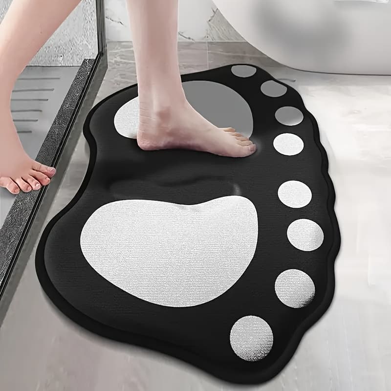 TEMU Flannel Embossed Leaf Pattern Non-slip Foot Mat, New Style Bathroom Flannel Toilet Mat, Rug For Washroom, Restroom Floor Mat, Bathtub Side Mat, Toilet Mat, Bathroom Carpet