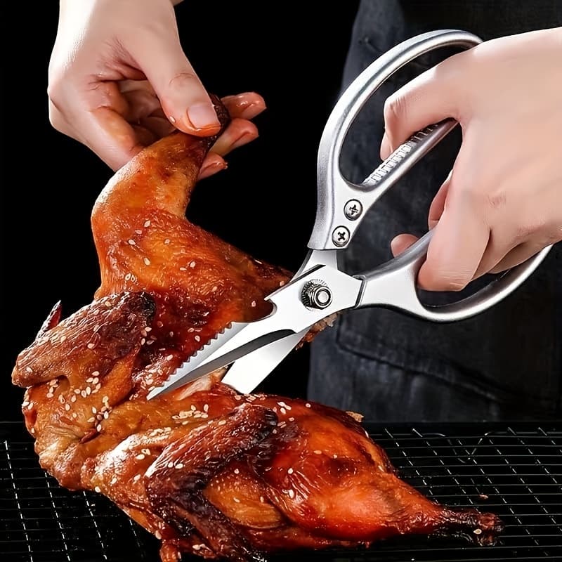TEMU 1/ 2 Multifunctional Kitchen Scissors - 304 Stainless Steel Structure Can Cut Chicken Meat Fish Poultry