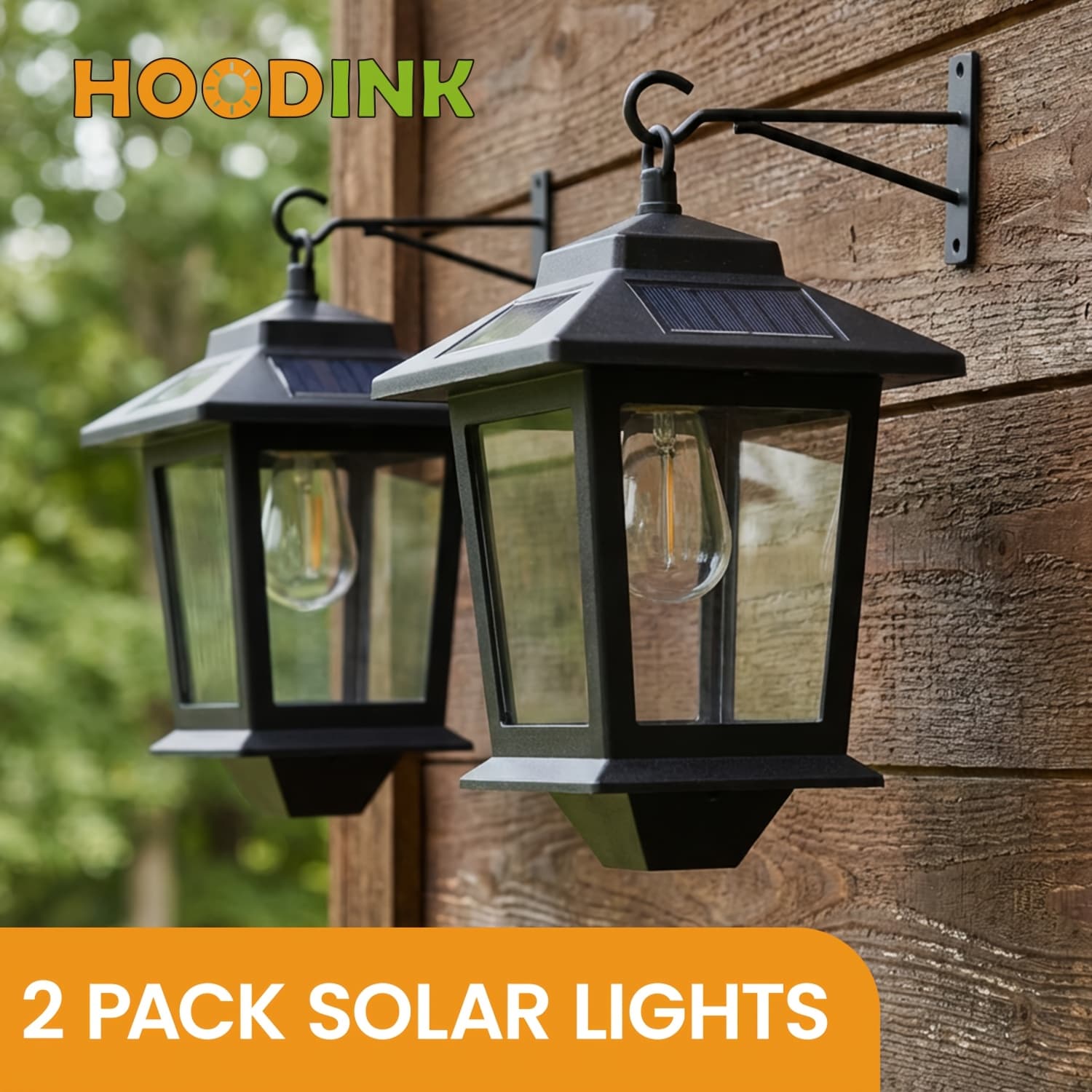 TEMU 2 Pack Solar Wall Lanterns | Outdoor Hanging Solar Lights With 4 Solar Panels, Dusk To Dawn Led, Anti-rust, 3000k Warm White, Metal Material