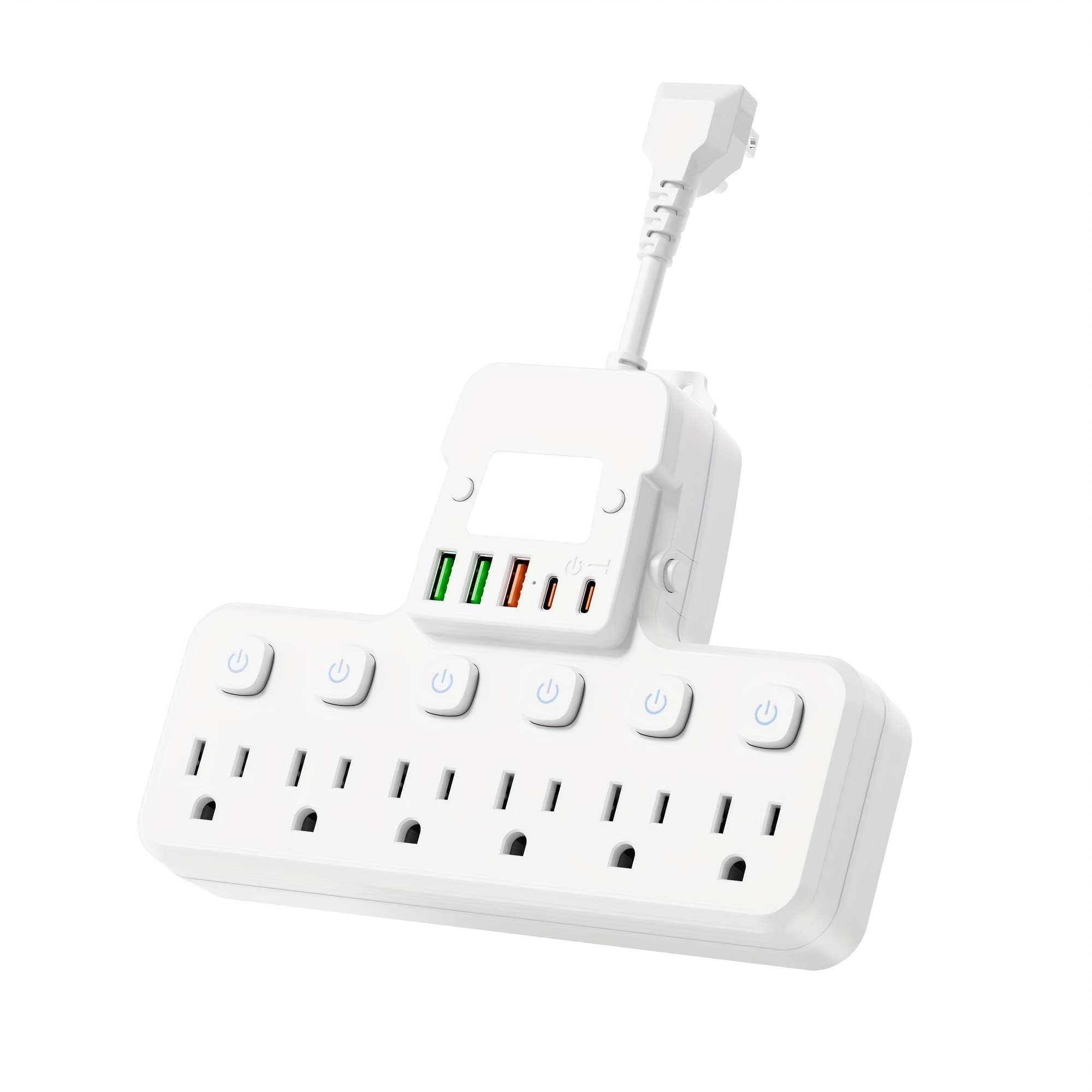 TEMU Multifunctional Power Socket With Extension: 6 Ac Sockets, 5 Usb Ports (2 Usb-c Included), 6 Independent Switches, Ideal For Schools, , , Etc.