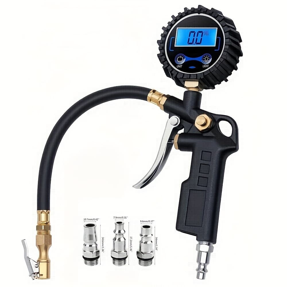 TEMU Digital Tire Inflator With Pressure Gauge - 200 Psi (with 3pcs Connector)