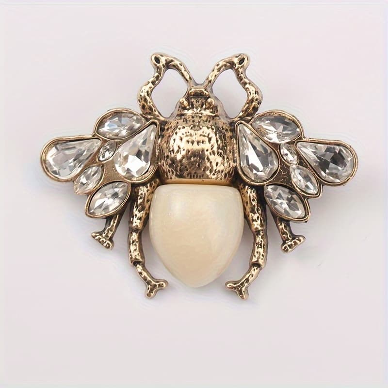 TEMU Retro Distressed Bee Brooch Women's Niche Design Zirconia Flash European And American Additions Pin Sweater Cardigan Anti-exposure