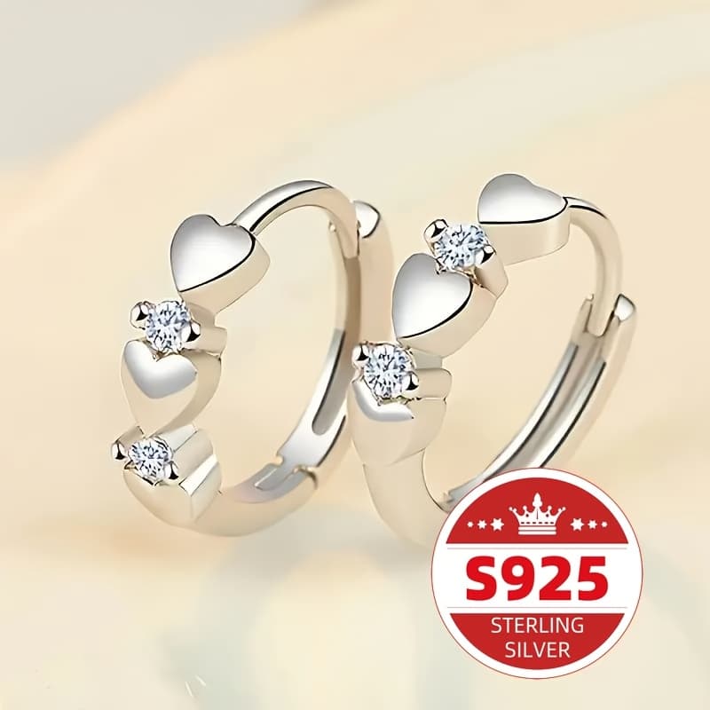 TEMU Stunning Heart-shaped Hoop Earrings - 925 Sterling Silvery Hypoallergenic Jewelry For Women - Exquisite , Daily Dating, And Friendly