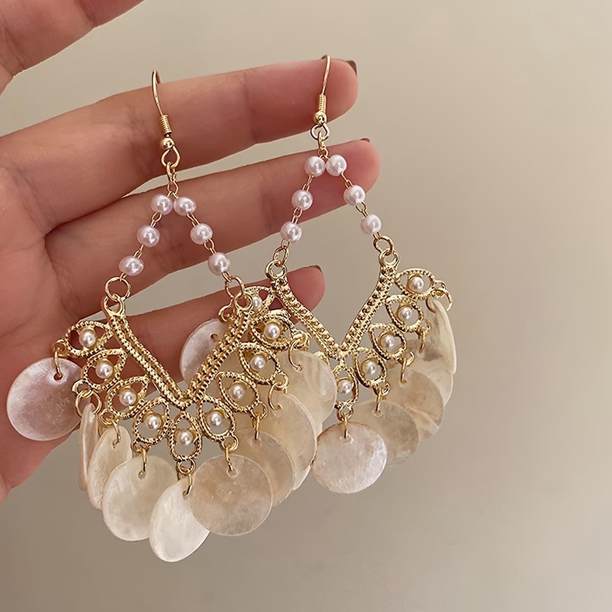 TEMU Shell Earrings In A Bohemian Style For Women, Wear And Versatile For Holidays