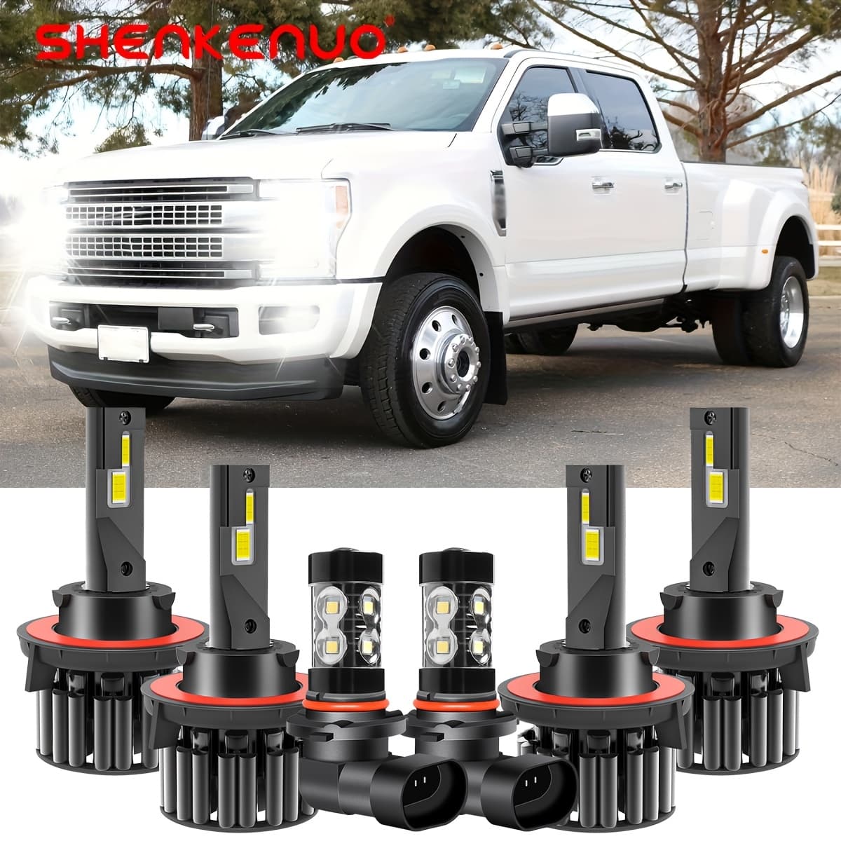 TEMU For Ford F350 2005-2019 6pcs 6000k H13+h13+9005/9006 Led Headlight Fog Light Bulbs Combo, Super Plug And Play Bulbs Kit, Without Battery