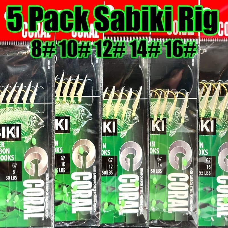 TEMU Takbas 5 Packs Sabiki Rigs, Fishing Flasher Bait Rigs, Glow Fishing Beads, High Carbon Hooks For Freshwater And Saltwater
