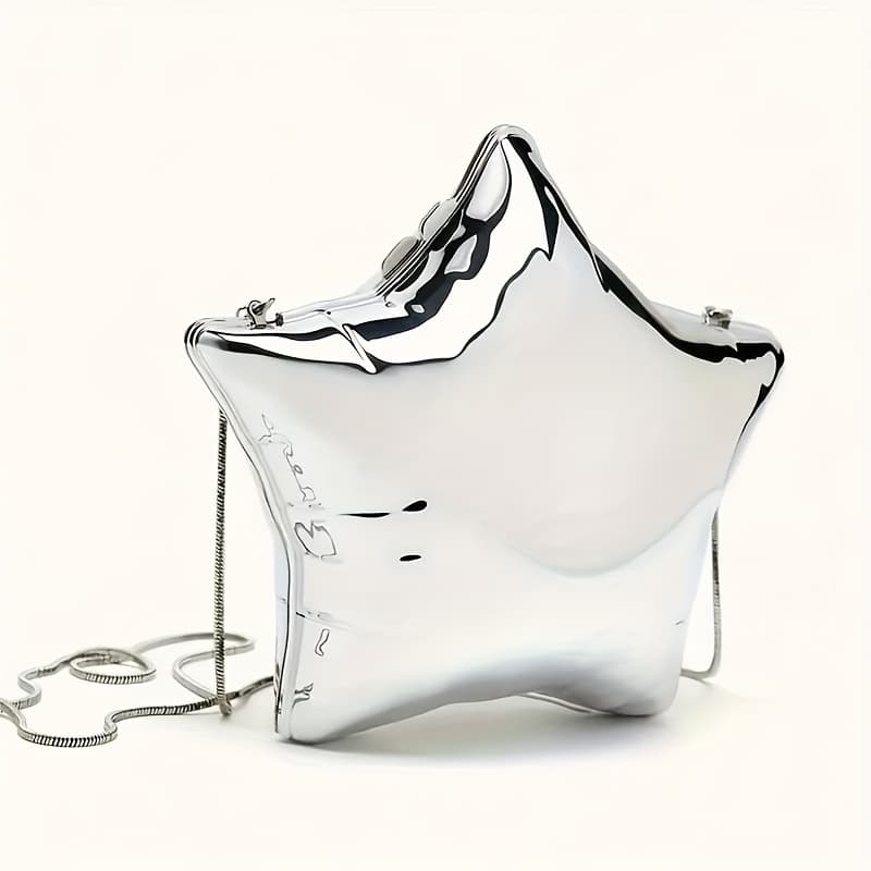 TEMU Reflective Star-shaped Balloon Crossbody Bag, Celebrity Style Novelty Wallet, Y2k Women' Shoulder Party Handbag