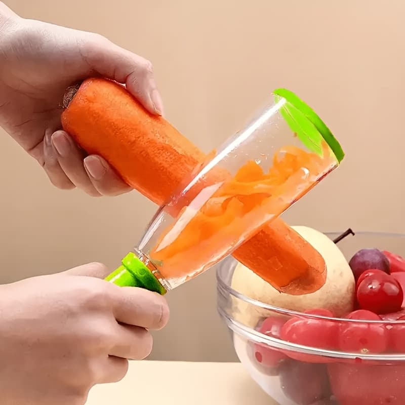 TEMU 1pc Stainless Steel Multi-functional Storage Vegetable And Fruit Peeler- Perfect For Outdoor Kitchen Use And Camping Essentials, Food Contact Safe, , Vegetable Peeler