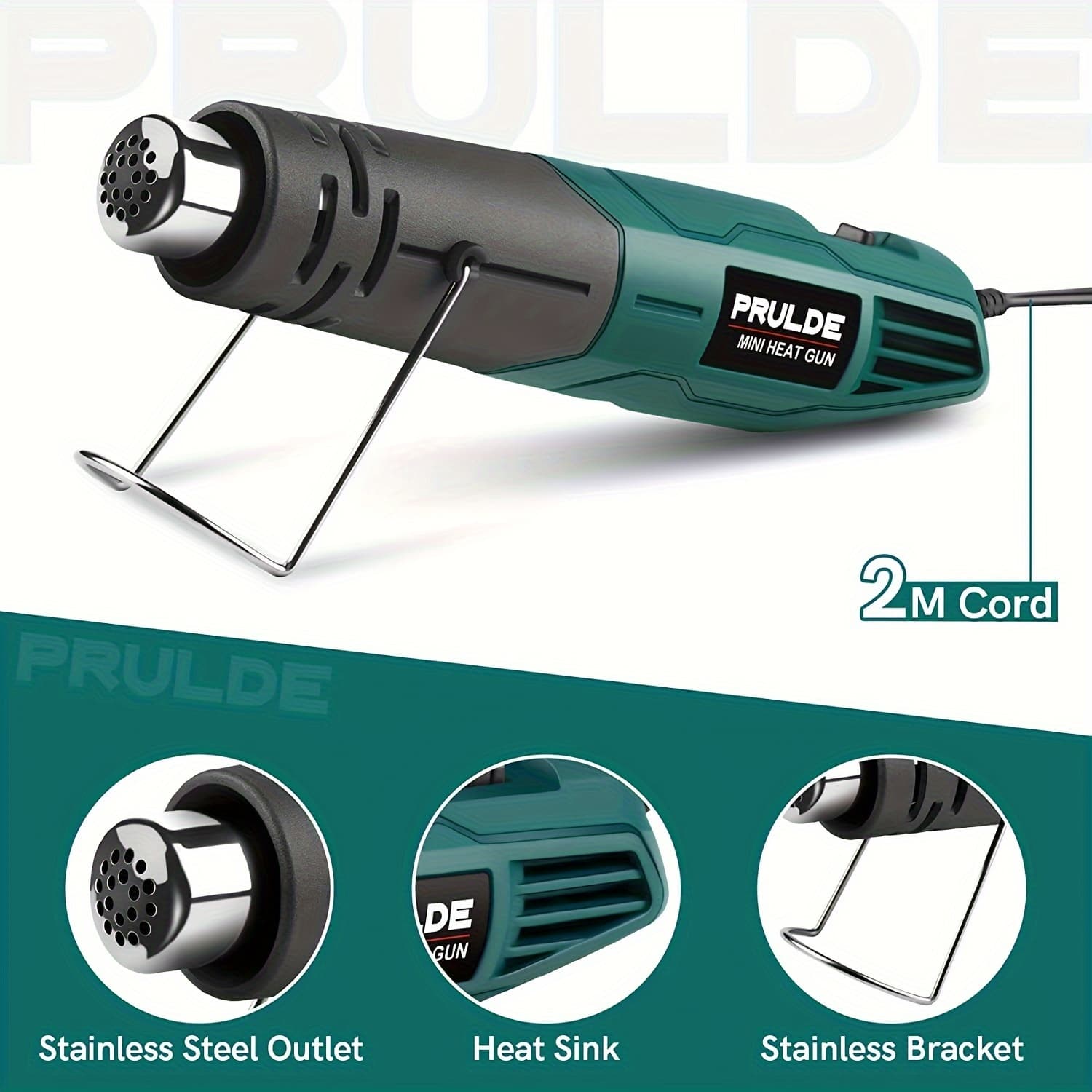 TEMU Hot Air Gun Tool Of Reaching 850°f (250°c-450°c) Featuring A 6.56-foot Ul Cord And A Reflector Nozzle, Ideal For Crafting, Shrink Tubing, Vinyl Wrapping, Candle Making, Embossing, And Epoxy Resin