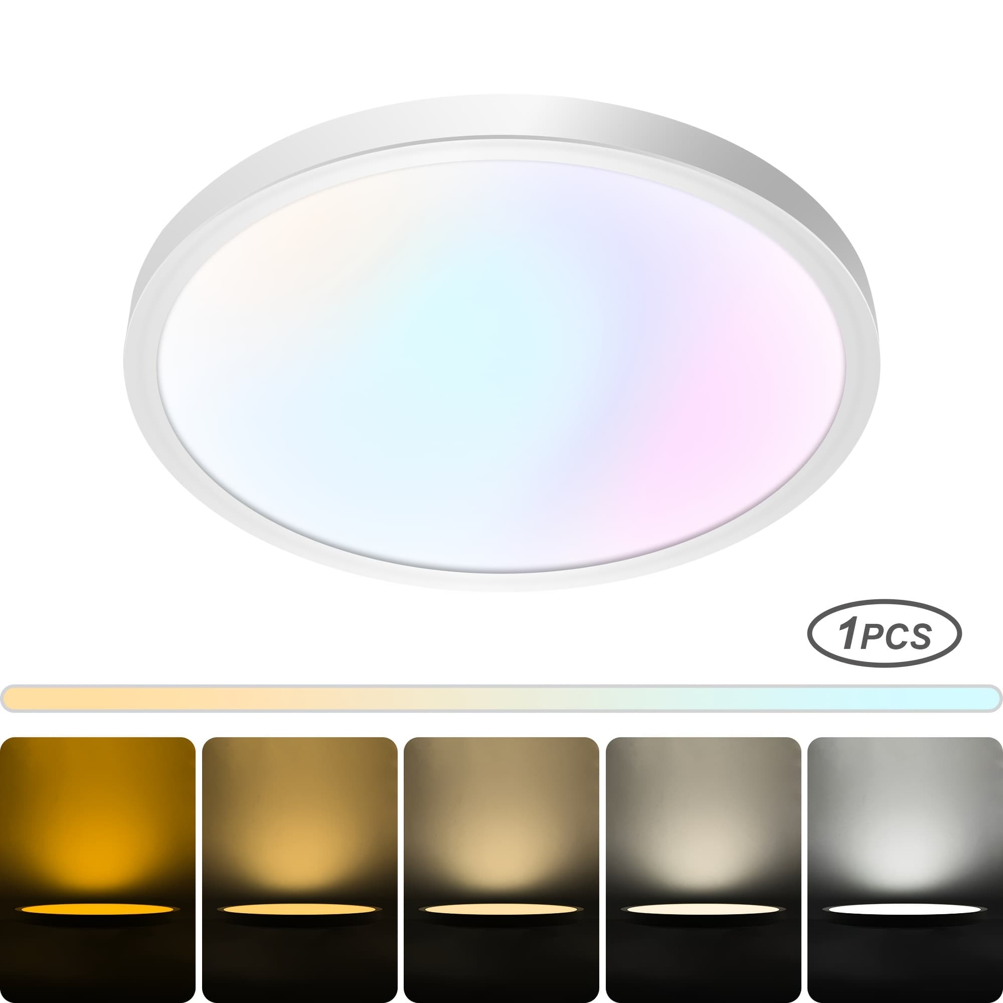 TEMU 6/4/2/1pc Led Recessed Ceiling Light, 12-inch 24w Ultra-thin Ceiling Light, 3200lm Dimmable, 2700k-6000k 5-color Options, Suitable For Bedrooms, Living Rooms, Dining Rooms