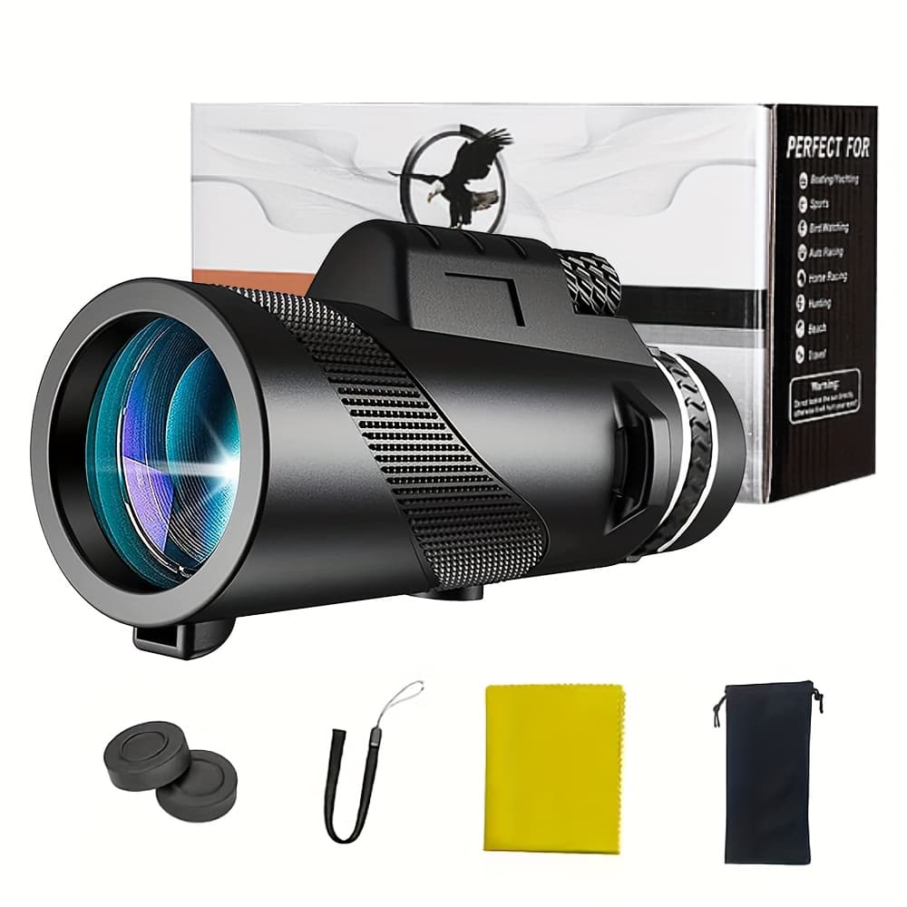 TEMU The Outdoors Effortlessly, Monocular Telescope, Your Compact Scope For Bird Watching, Hiking, Travel, Camping And Outdoor Exploration - Black