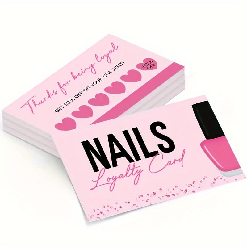 TEMU 50pcs Nail Salon Cards - Hypoallergenic, -on Manicure & Pedicure Accessories With Care Oil, Ideal For Nail & Spa Professionals