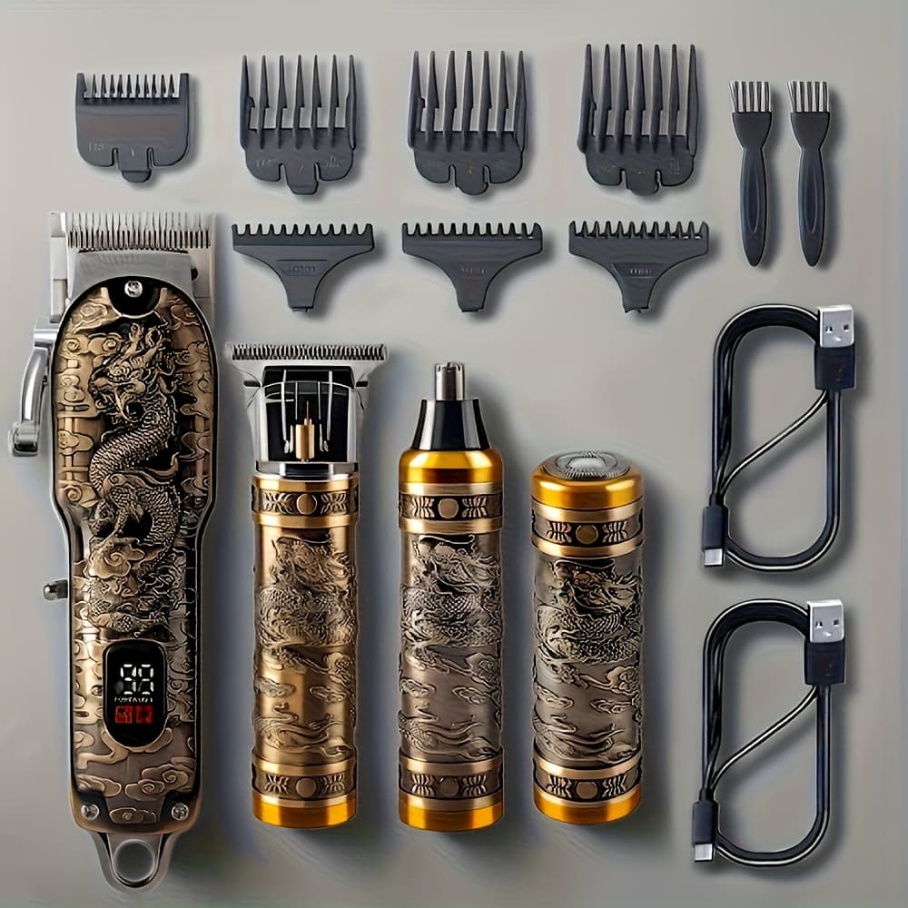 TEMU 2pcs/4pcs Men's Hair Clipper And Beard Trimmer Set - Usb Rechargeable Hair Clippers, Ideal For Travel And Home Use - 's Grooming Kit, Birthday And Christmas Gift