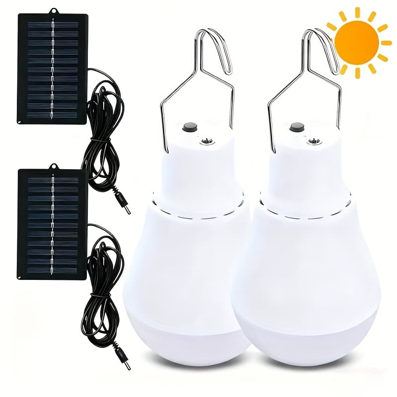 TEMU Kewen 2/4/6pcs Solar Led Bulb With Hook, Portable And Indoor Emergency Light, Solar Panel, Hanging Decorative Lighting, Lighting