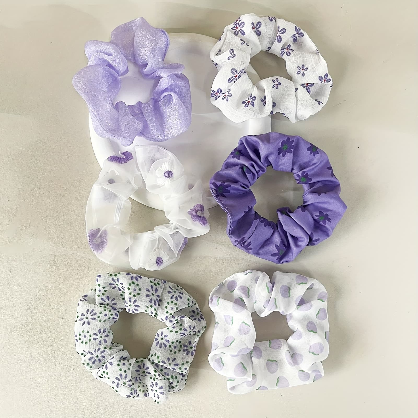 TEMU Set Of 6 Purple Hair Ties For Women, Featuring A Easy And Elegant Design Versatile And Hair, Perfect For Sweet Hairstyles