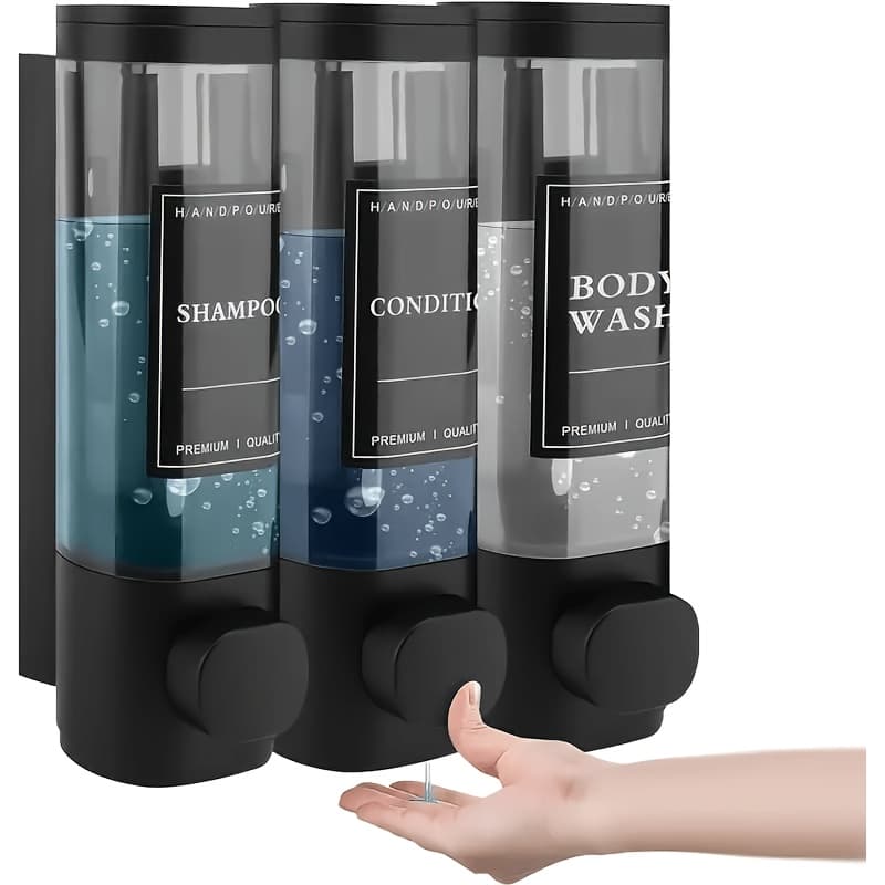 TEMU 10 Pack 3- Wall-mounted Shampoo And Conditioner Dispenser, No-drill Abs Shower Soap Dispenser, 10.14oz Per Unit, Leakproof & Refillable, For Bathroom, Kitchen, Hotel, And Restaurant Use