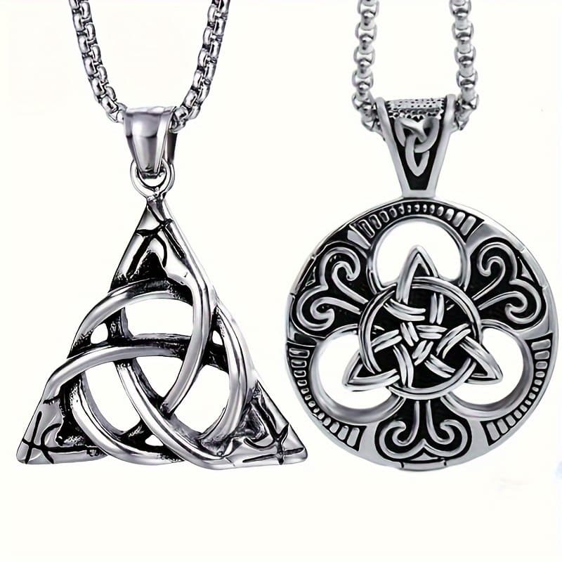 TEMU 2pcs Vintage Lrish Celtic Knot Pendant Necklace - Hypoallergenic, Gothic Punk Rock Style - Perfectunisex Gift For Brother Or Boyfriend On Birthday & Graduation