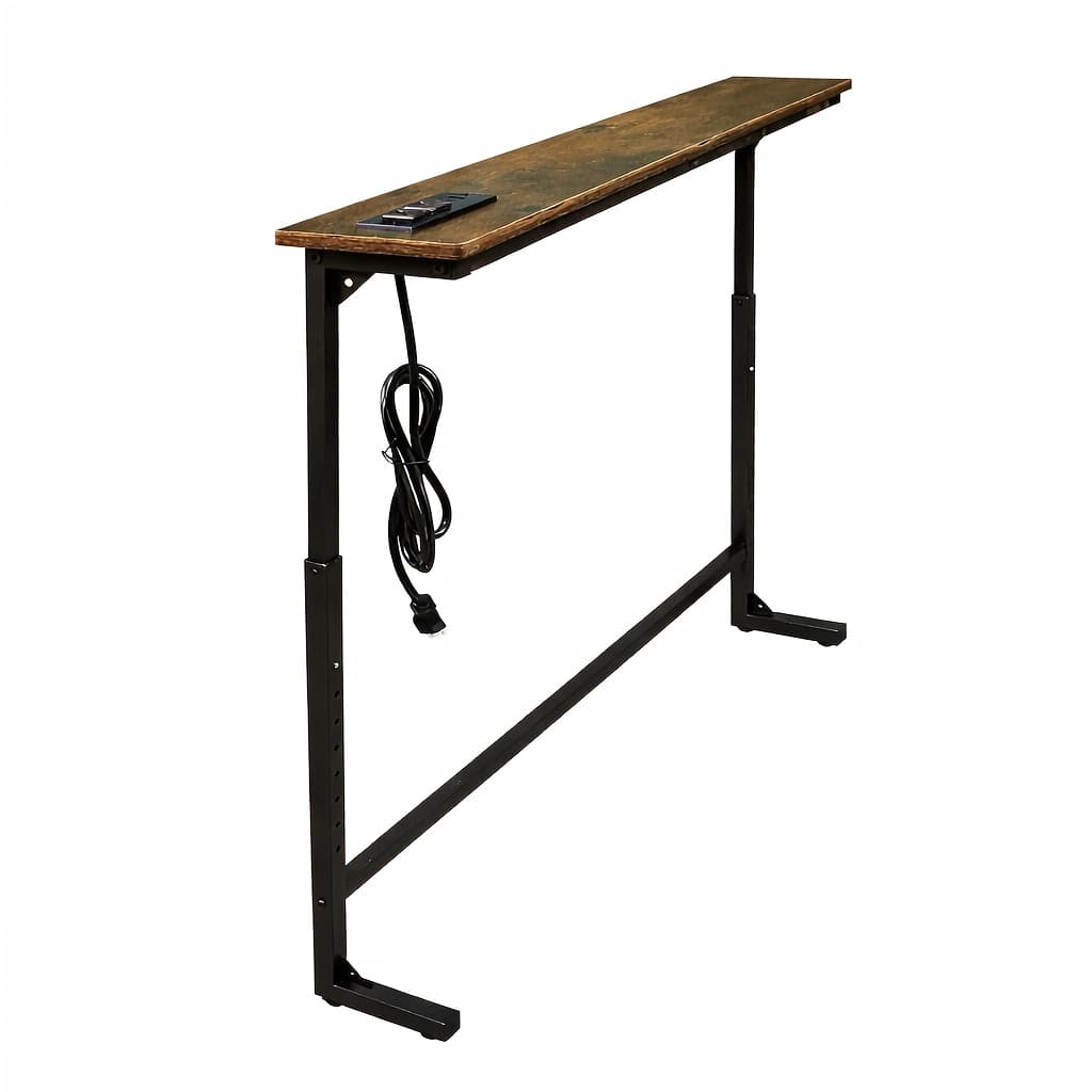 TEMU Adjustable Sofa Side Table For Entryway, 39.4" Height-adjustable Desk With Rustic , 5.9" , And 4.9ft Power Cable, Perfect For Home Office, Living Room, Or Hallway Use For Convenient Storage And .