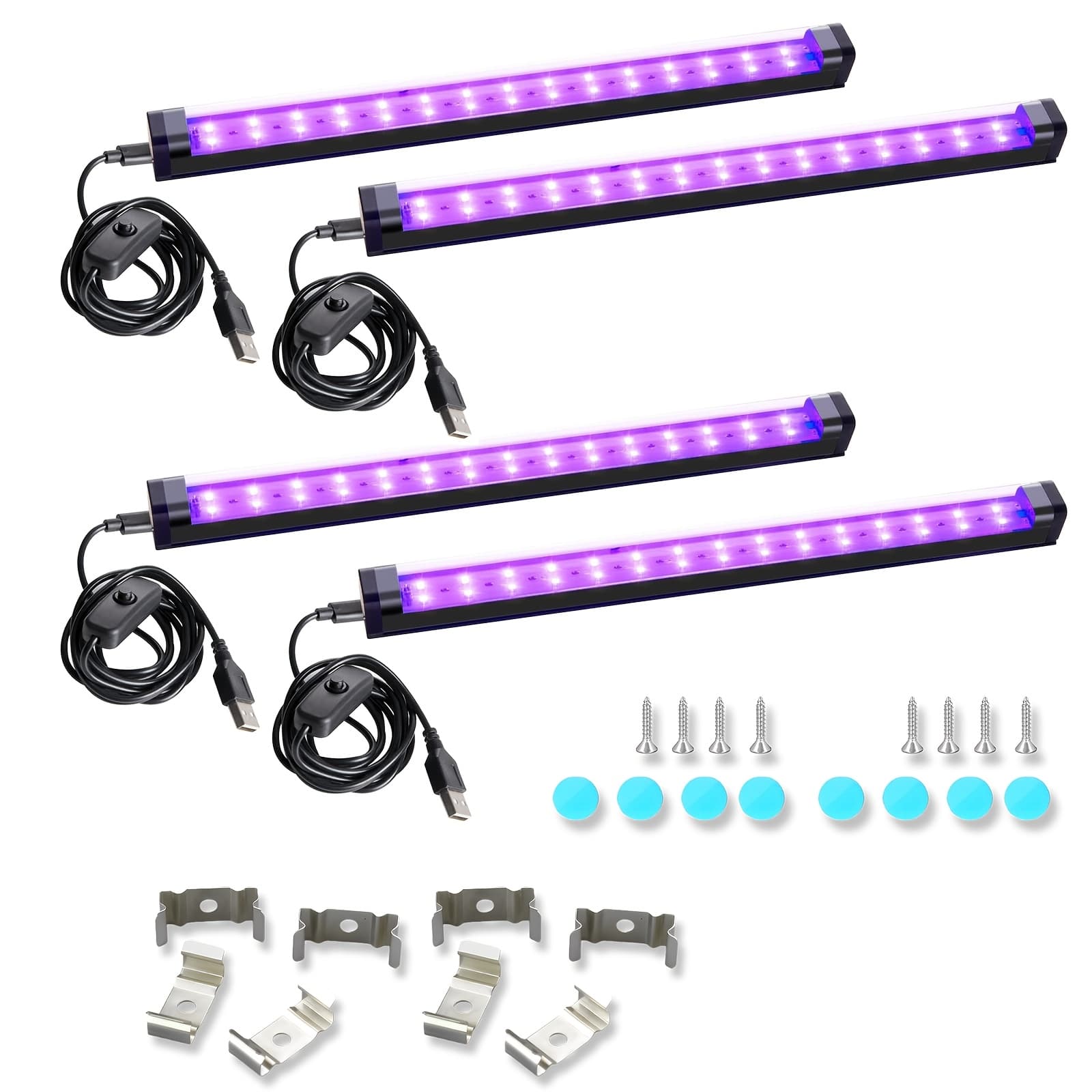 TEMU Black Light Bar 10w 1ft Led Blacklight For Fluorescent Tapestry Poster Body Party Uv Strip Lights For Cabinet Magnetic 14/12/10/8/6/4/2 Pack