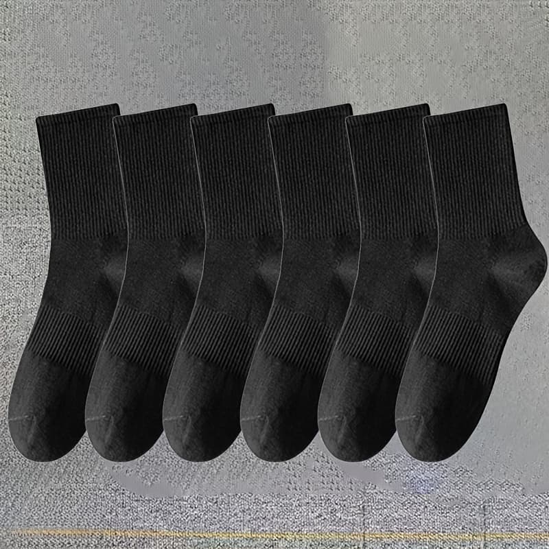 TEMU 6 Pairs Of Black And White Mid-calf Cuff Men's Socks