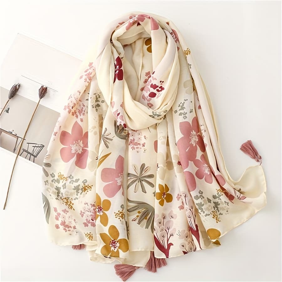 TEMU Spring-summer New Women's Tassel Scarf Casual Gauze Shawl Travel Vacation Beach Towel