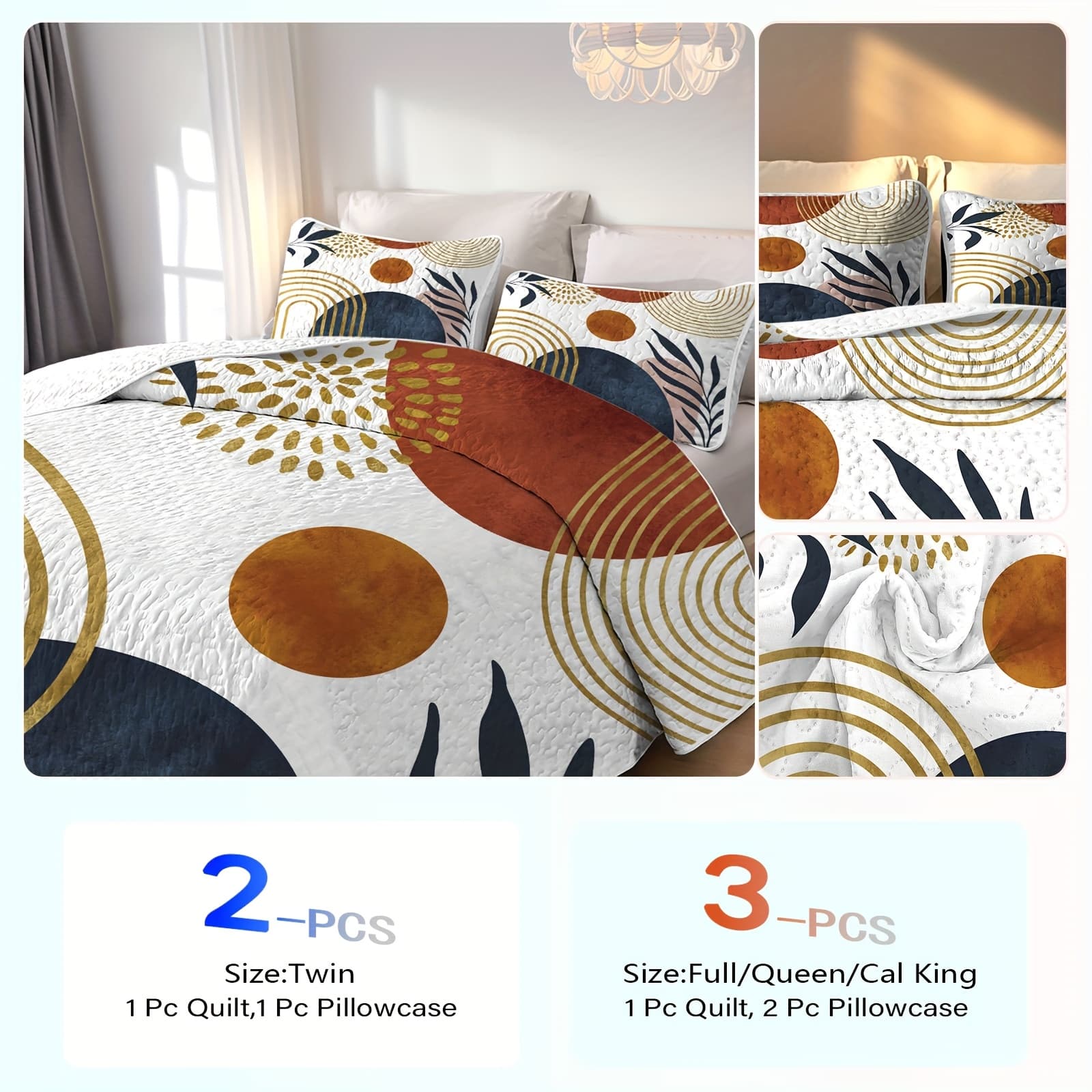 TEMU Geometric Quilt Set, 100% Polyester Coverlet, (1 Quilt + 1/2 Pillowcases), Lightweight And Breathable Summer Bedspread Set, Shrink-proof And Fade-resistant Bedding Set, , Perfect Room Decor