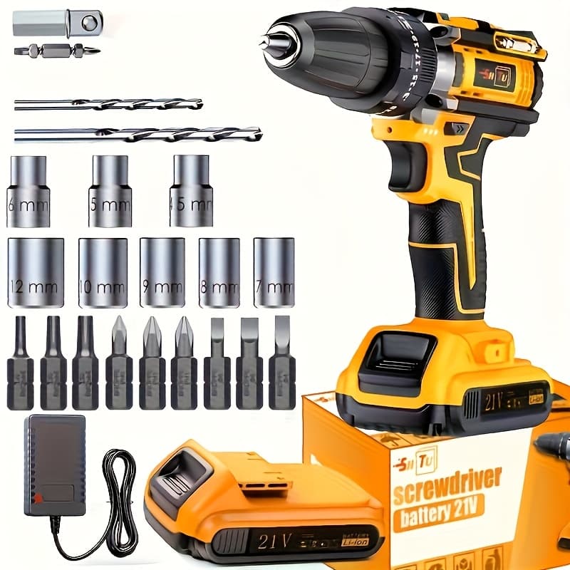 TEMU 21v Cordless Impact Wrench, Impact Wrench With Charger, Portable, Fast Charger - Power Tools For Home And Car Use