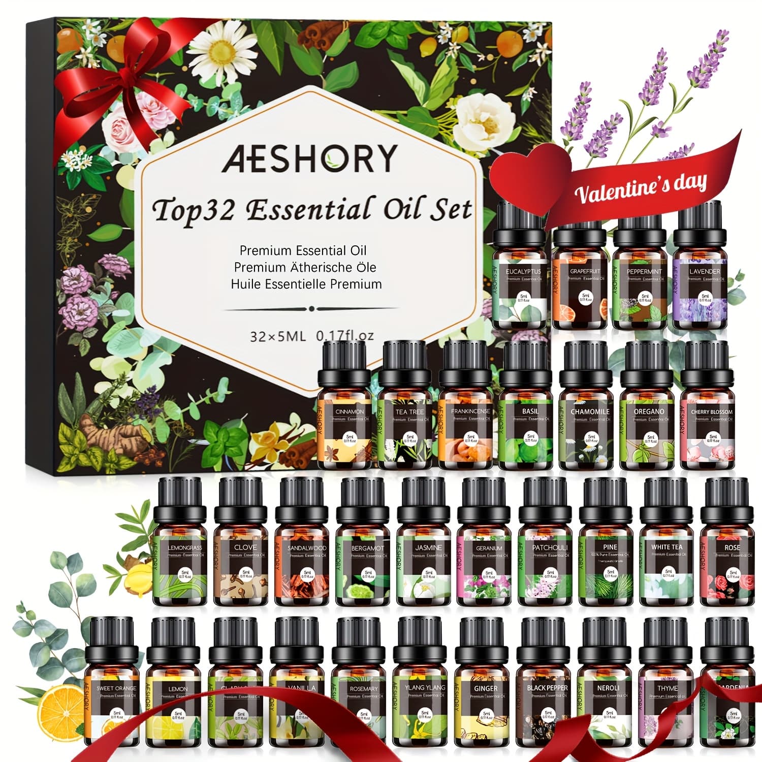 TEMU Essential Oils Set - 32x5ml Pure Aromatherapy Essential Oils Kit For Diffuser, Humidifier, Aromatherapy, Candle Making