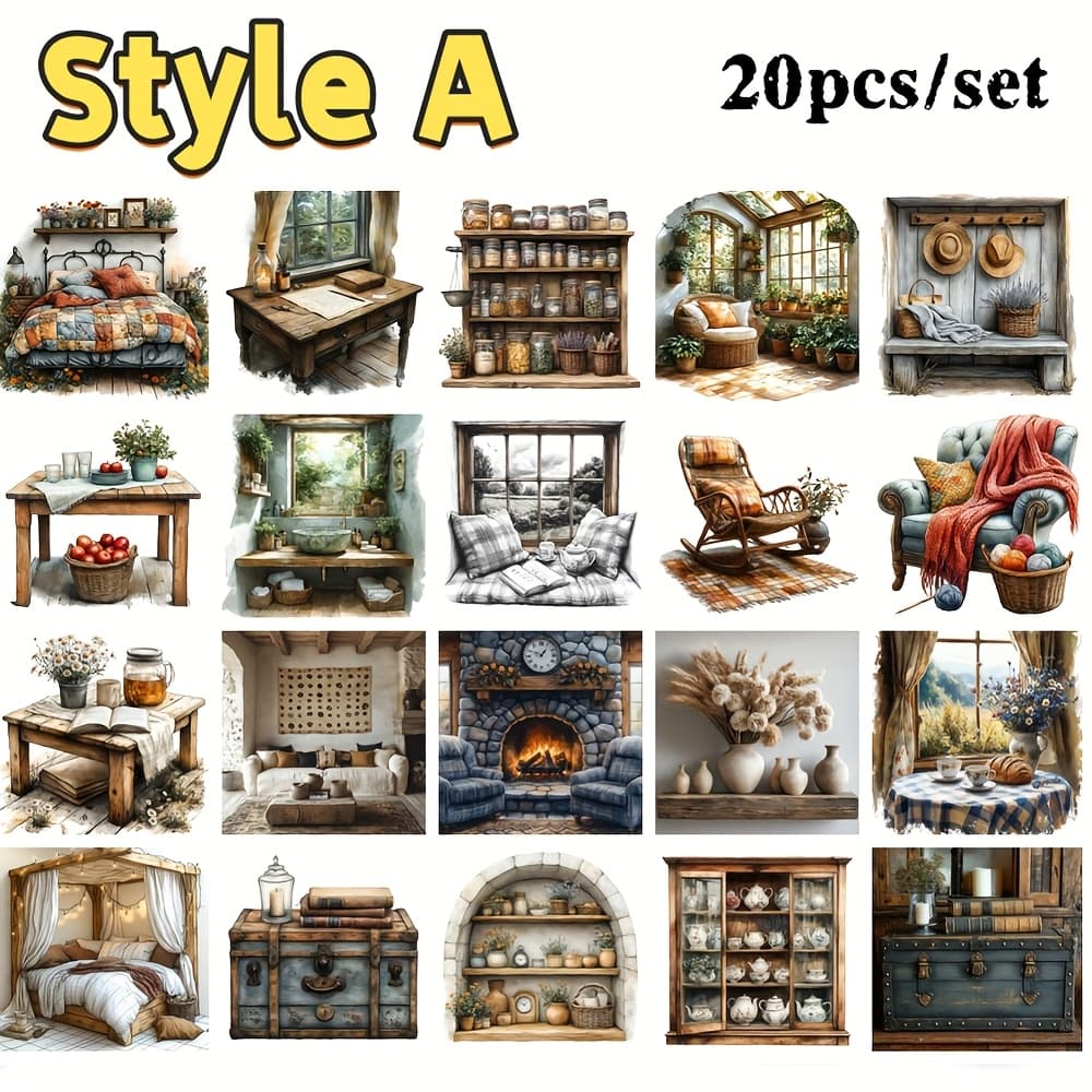 TEMU 2d Flat 20pcs/set Bedroom Series Stickers