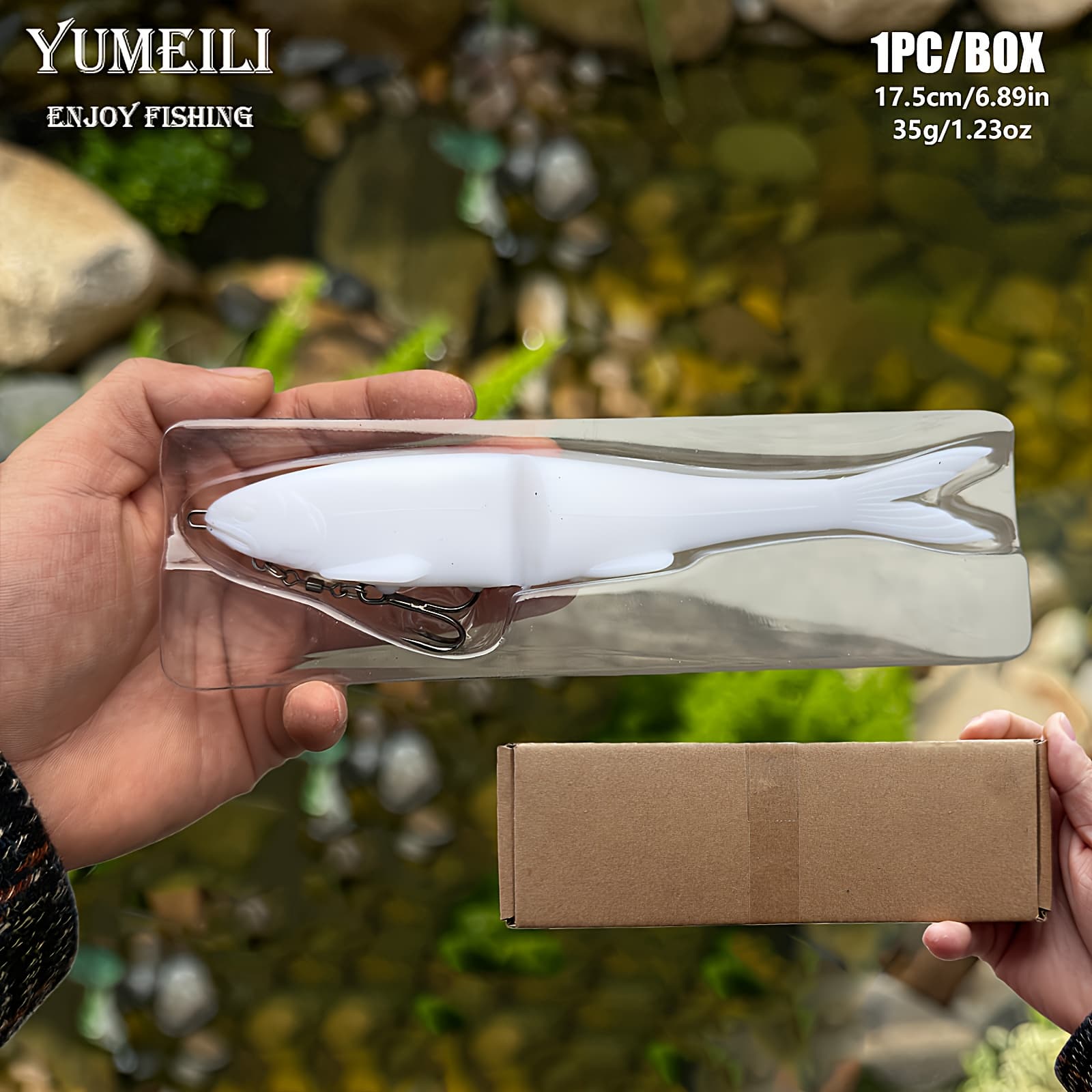 TEMU 1pc High-quality Double-section Swimbait Fishing Soft Bait Lure, Double-section Body Swimming Posture Very Flexible, With Hook, Large And Small Sizes , Fishing Supplies