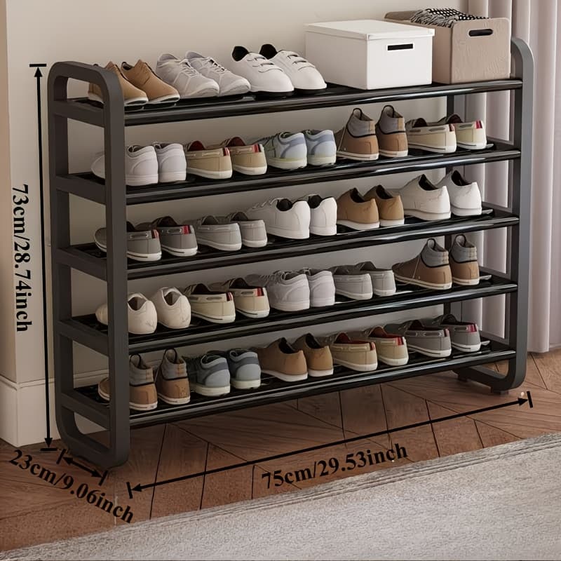 TEMU Durable 5-layer Space-saving Shoe Rack, Narrow And Multi-layered Design, Floor Standing, Suitable For Entrance And Dormitory Storage, Pairable With Living Rooms, Easter Style For Back To