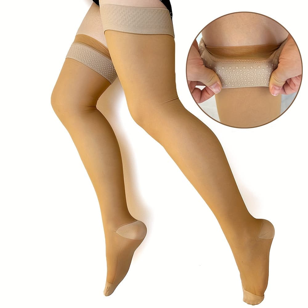 TEMU Dot-grip Anti-slip Thin Style Compression Socks, Full-length Stockings, Genuine 200d Spandex Stretch Compression Socks, Nude Color, Leg-shaping Compression Socks