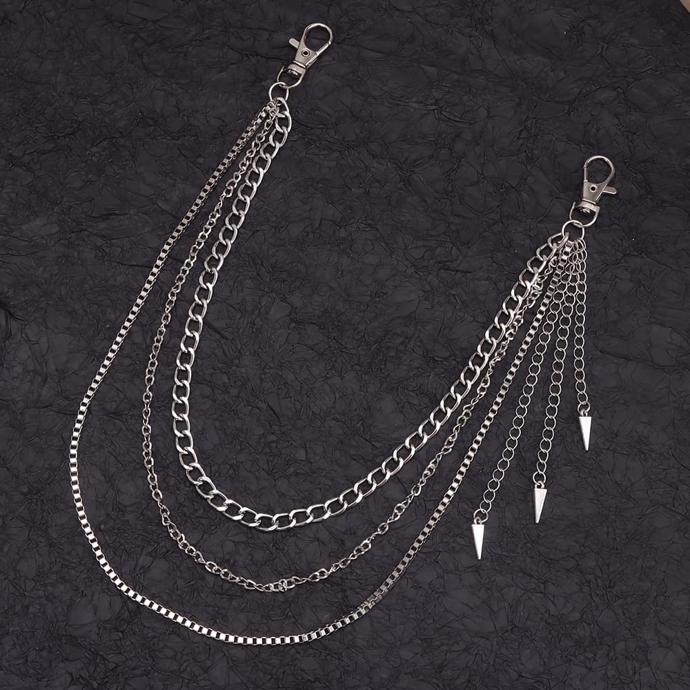TEMU Stylish Versatile Box Chain Triangular Pendant Pant Chain With Denim Accessories