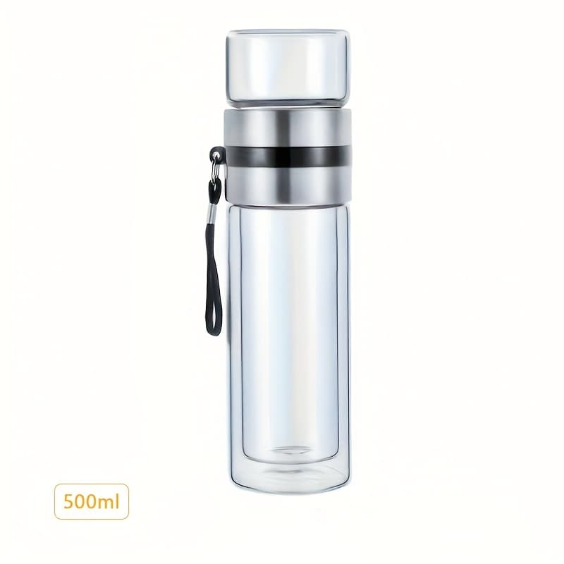 TEMU 1pc 11.83oz/15.22oz/16.91oz Glass Water Bottle With Tea Infuser, Travel Infuser Water Bottle With Tea Filter, Tea And Water Separation Bottle For
