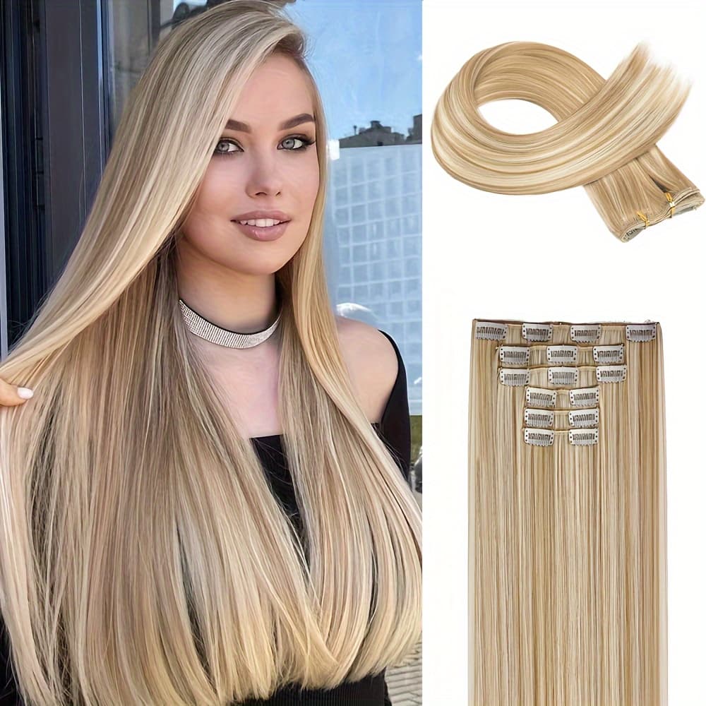 TEMU 24-inch Long Straight Hair Extensions For Women - Soft, High-temperature Fiber For - & Style - All