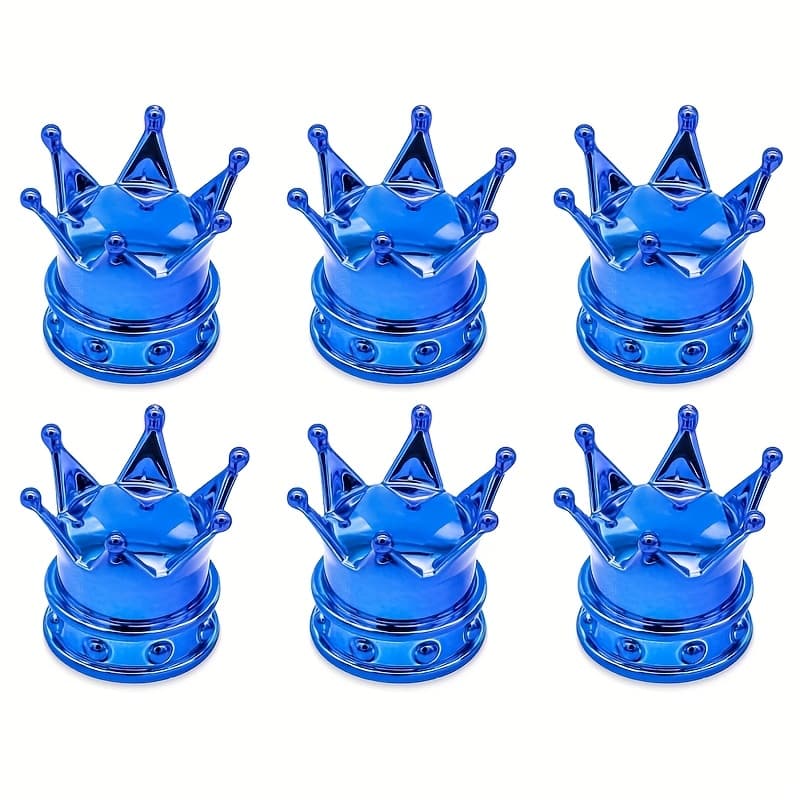 TEMU Crown Valve 6pcs Set Car Tire Valve Caps Rim Additions, Bicycle Tires, Wheel Spoke Valve Caps, Cars, , Bicycle Tire Additions