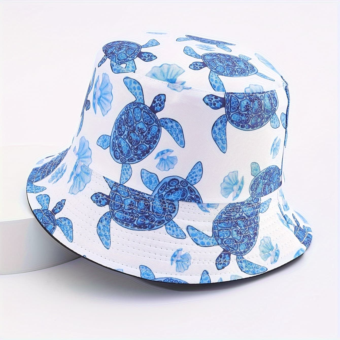 TEMU 1pc Beach Hat Marine Animal Fisherman Reversible Double-sided Fisherman Hat, Flat For Outdoor Outing Activities Bucket Hat Unisex
