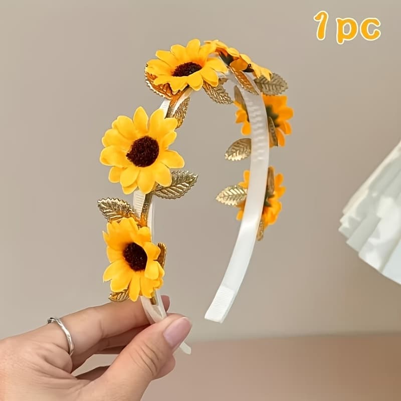 TEMU 1 Sunflower Headband, Suitable For Thanksgiving, New Year, Night, Non-slip Hair Tie, Hair Accessory, Gift For, Daily Wear,