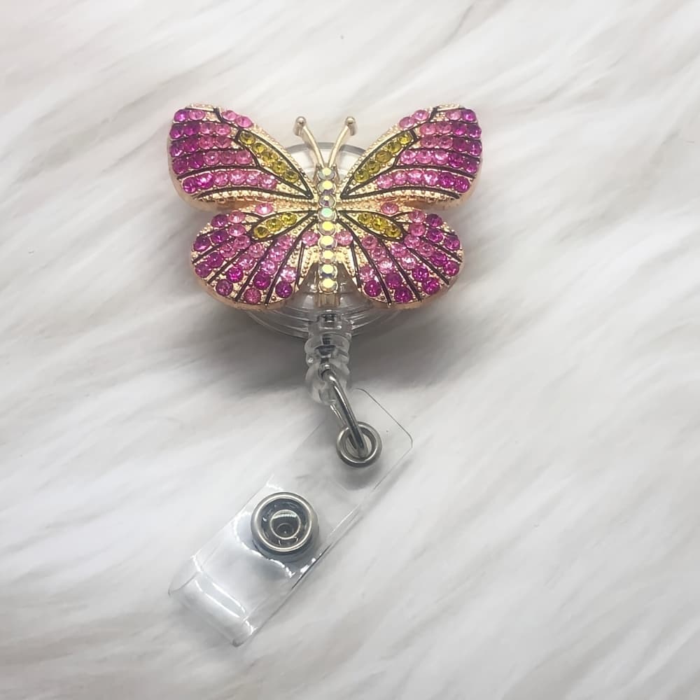 TEMU Rhinestones Retractable Badge Reel, Bling Nurse Badge Holder Reels With Swivel Alligator Clip For Teachers Students Employees