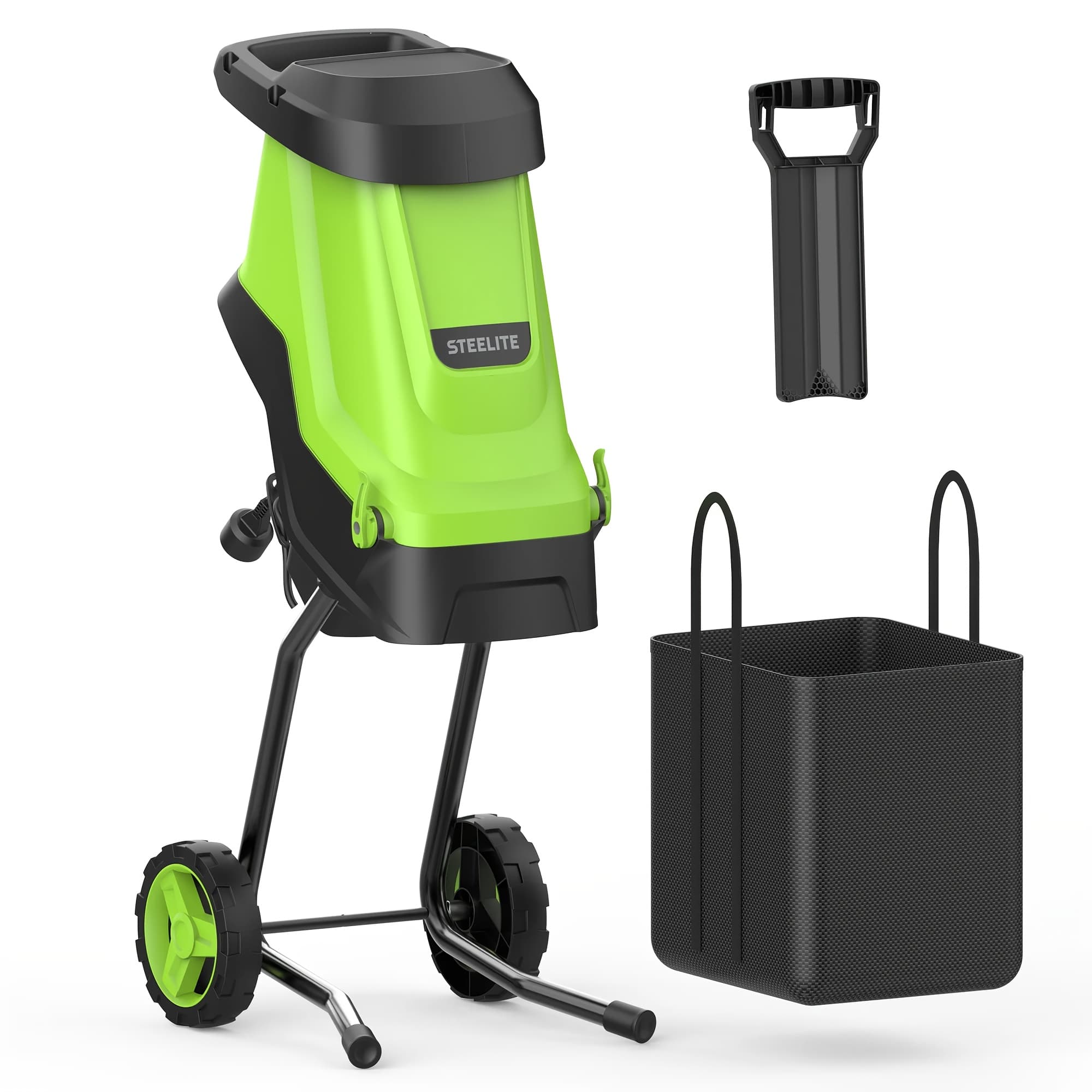 TEMU Deli Electric , 15-amp Corded Leaf Mulcher With 45l Collection Bag, 1.75 Inch Cutting Diameter, Wood , Shredders, And Mulchers