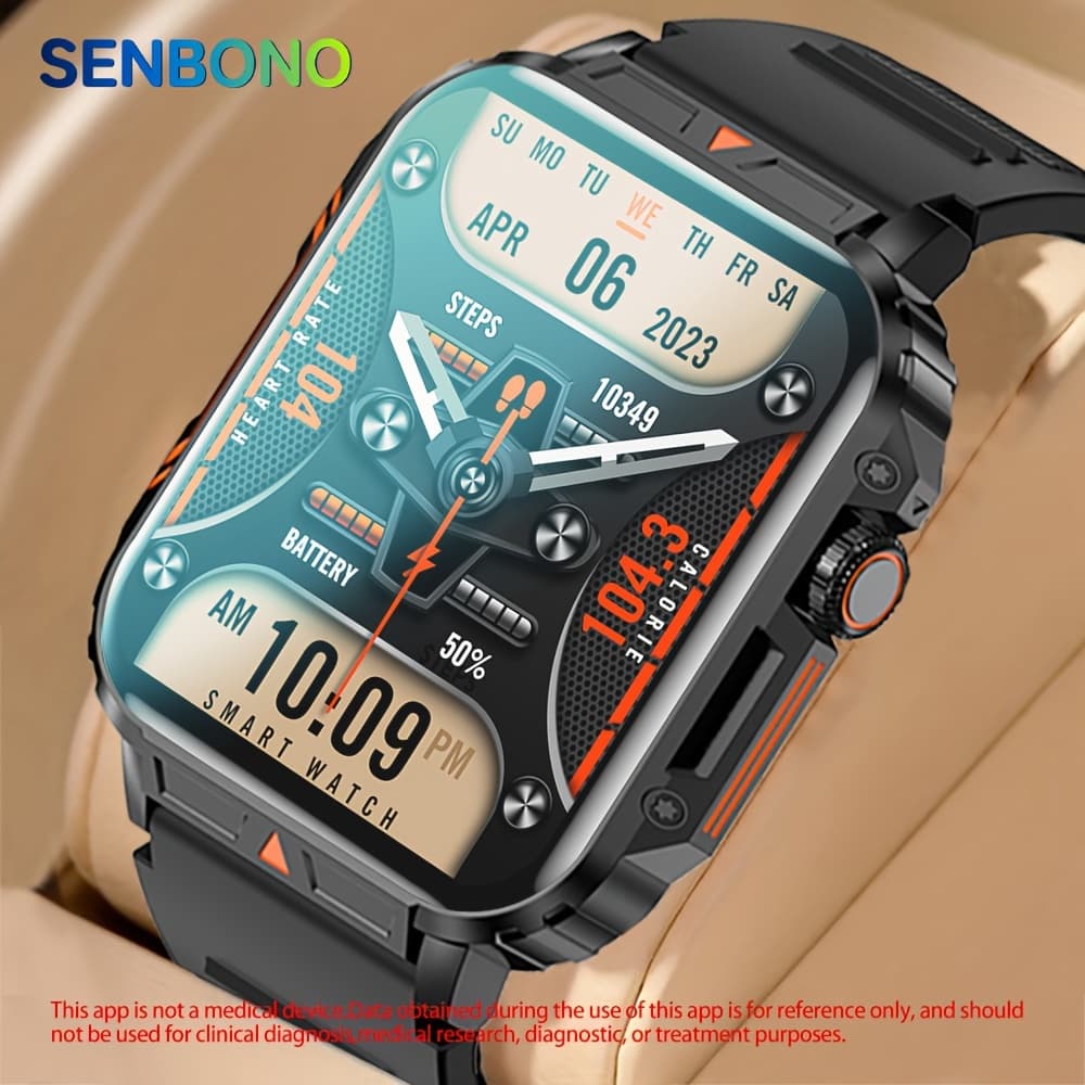 TEMU Senbono Smart Watch For Men With Sim-free Calling, 1.95" Large Display, 340mah Long Battery, Wireless 5.2, High Quality, 100 , Watch Faces, / Compatible Smartphone Replacement (bt8959t5)