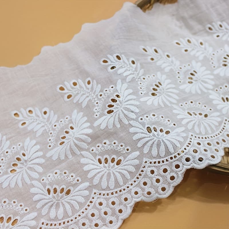 TEMU 1 Yard Hollow-out Large Chrysanthemum Embroidery Trim, 20cm Lace Edging, Diy