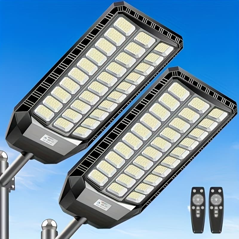 TEMU Adewalk 2pcs Solar Street Light Ip65, Commercial Solar Street Lights Outdoor Dusk To Dawn, Solar Outdoor Light With Motion Sensor And Remote Control, Solar Lights