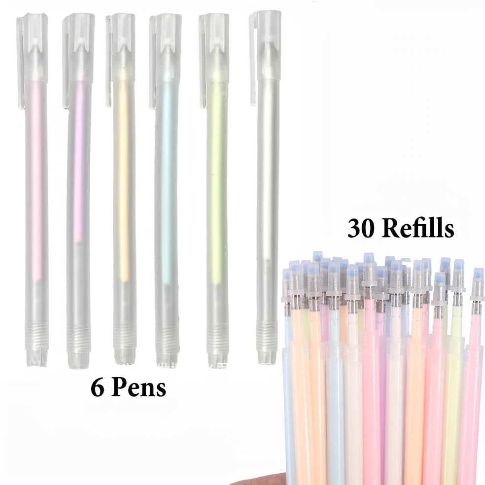 TEMU 36pcs/set Fine Tip Dispensing Pens 6 Pastel Quick Dry Glue Pens With 30 Refills, Precision Glue Pen For Scrapbooking Papercraft Handmade Crafting Card Making Foil Calligraphy