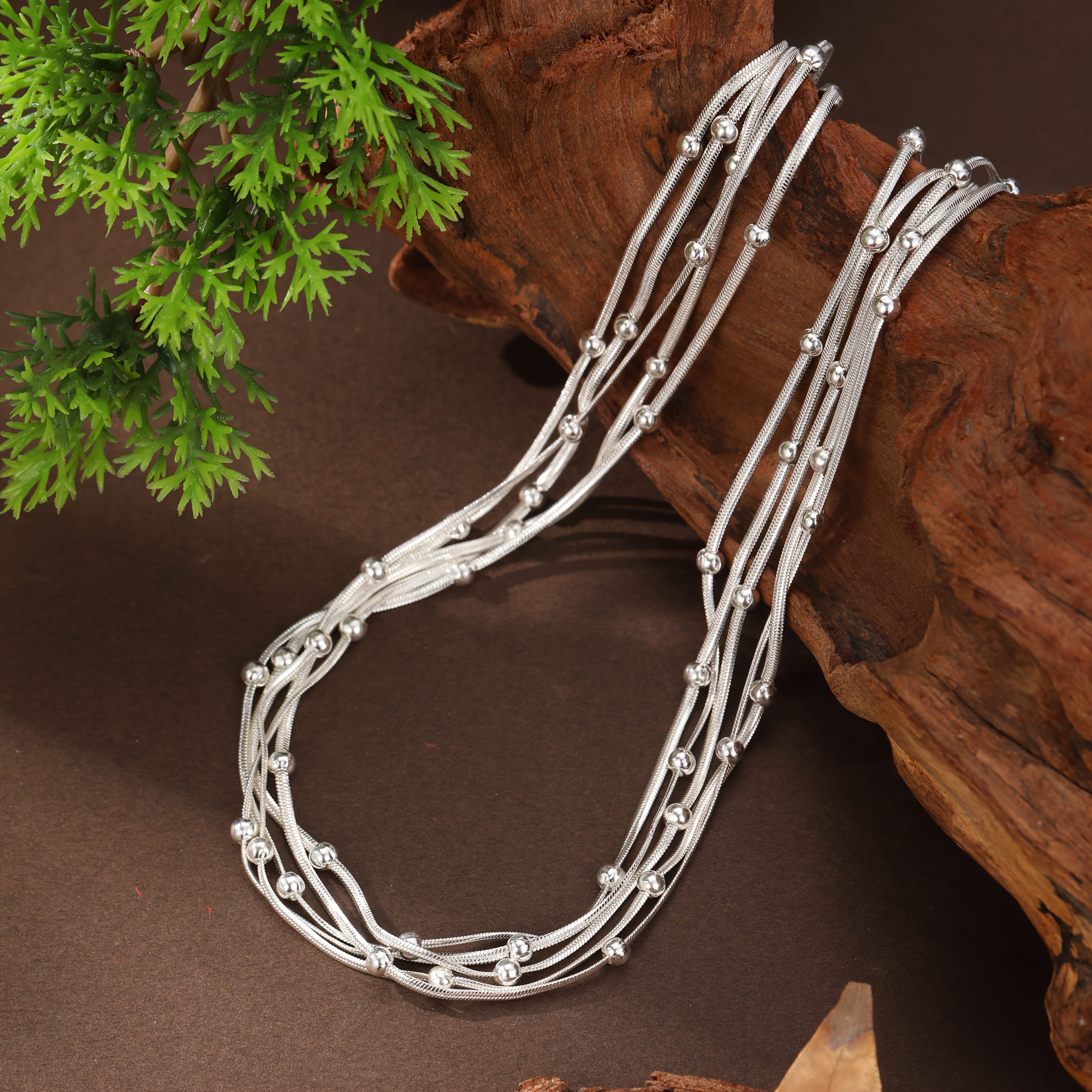 TEMU 1 Luxurious Snake Bone Bead Necklace | Silver Plated, Alloy, Ideal For Daily And Banquet Occasions