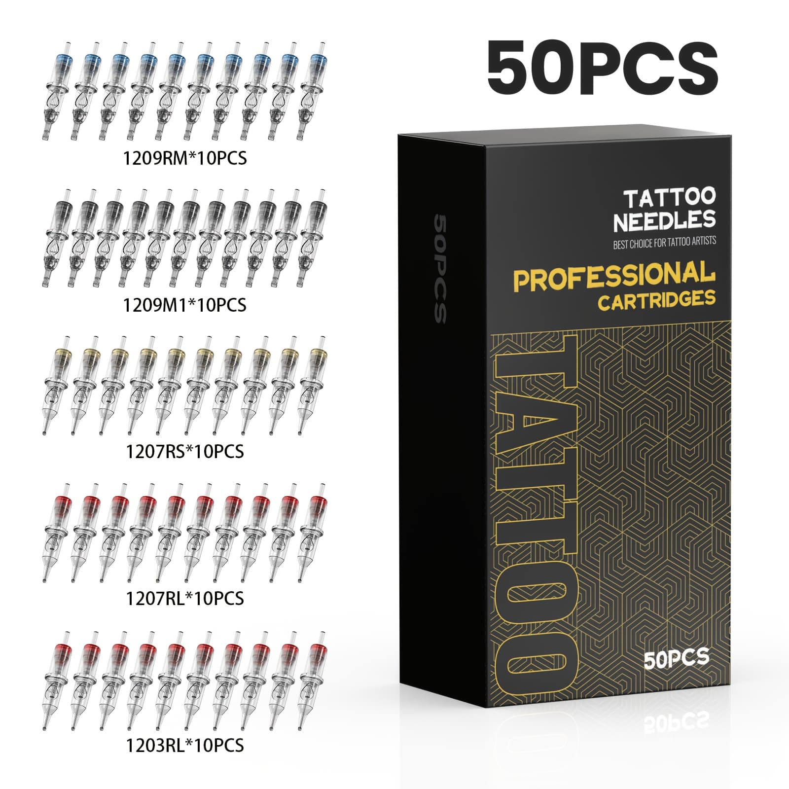TEMU 20/50pcs Tattoo Needles # 12&# 10 Standard Round Thread Tattoo Needles, Used For Tattoo Guns And Tattoo Machines, Rl, Rs, Rm, M1